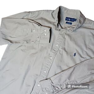 Ralph Lauren Men's XL‎ Blake Tan  Long Sleeve Button Down Cotton Shirt
